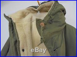 VTG 50s Korean War US Army USAF Fishtail Parka Coat Jacket With Wool Liner Small