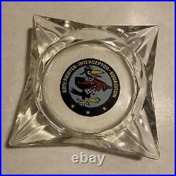 VTG 60th Fighter Interceptor Squadron Large Glass Ashtray USAF Fighting Crows