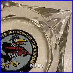 VTG 60th Fighter Interceptor Squadron Large Glass Ashtray USAF Fighting Crows