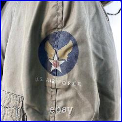 VTG Southern Athletic US Air Force N-3B 1509 Sage Green Coyote Fur Hood Jacket M