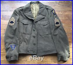 VTG USAAF WW2 IKE JACKET with 8TH AIR FORCE BULLION PATCH SERGEANT SIZE 40 R
