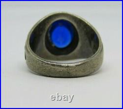VTG USAF US Air Force 55 Military Men's Sterling Ring with Blue Stone Size 9