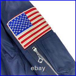 VTG US Air Force Excaliber Flight Bomber Jacket Fur Collar Navy Blue. MEDIUM