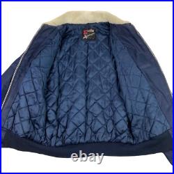 VTG US Air Force Excaliber Flight Bomber Jacket Fur Collar Navy Blue. MEDIUM