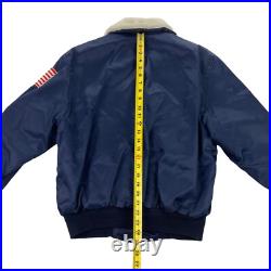 VTG US Air Force Excaliber Flight Bomber Jacket Fur Collar Navy Blue. MEDIUM