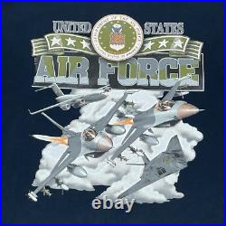 VTG United States Air Force Shirt Mens XL Navy Blue Alstyle Apparel Fighters Jet