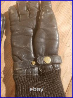 Very rare Barrie WW2 Lancaster bomber crew flying gloves black leather & wool