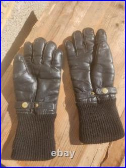 Very rare Barrie WW2 Lancaster bomber crew flying gloves black leather & wool