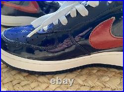 Vintage'05 Nike Air Force 1 Patent Leather Navy Blue/ Red/ White 306353 462 NEW