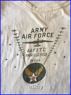 Vintage 1940's INK Printed WWII T-SHIRT Army Air Force AAFTTC Men's Uniform 40s