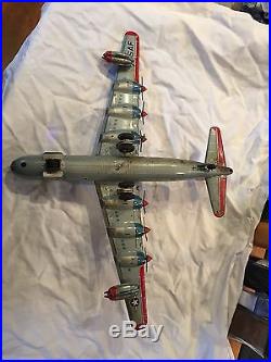 Vintage 1950 Usaf Convair B-36 Bomber Airplane Tin Litho Friction