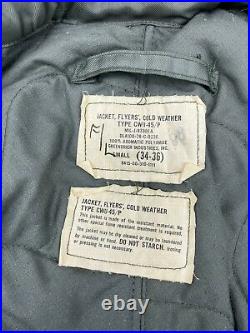 Vintage 1978 FLYERS Cold Weather Jacket CWU-45/P Mens SMALL Sage Green Bomber