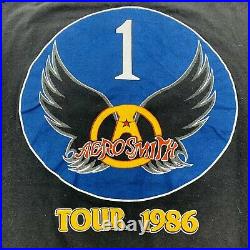 Vintage 1986 Aerosmith Air Force One Tour Black SCREEN STARS T-Shirt Size XL USA