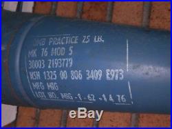 Vintage 25 LB Blue Military Training Practice Bomb, USN Navy, MK-76 MOD-5