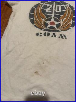 Vintage 40s 1940s WWII Air Force Army AAF USAF T-shirt Hand Painted Guam Base