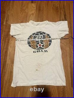 Vintage 40s 1940s WWII Air Force Army AAF USAF T-shirt Hand Painted Guam Base