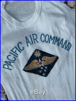 Vintage 40s US Air Force Pacific Air Command Fifth Air Force Stencil WWII Tshirt