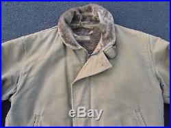 Vintage 40s WWII USN Navy Military Deck Jacket Size 38 NXSX Coat USAF
