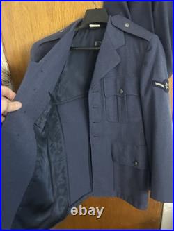 Vintage 50s-60s US Air Force Enlisted Blue Wool Service Uniform Jacket & Pants