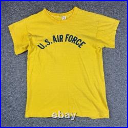 Vintage 60s US Air Force Shirt Adult Medium Yellow Short Sleeve Russell Southern