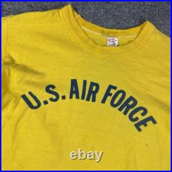 Vintage 60s US Air Force Shirt Adult Medium Yellow Short Sleeve Russell Southern