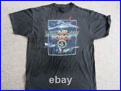 Vintage 80's 3D Emblem US Air Force Black T-Shirt sz X Large XL USA Made 50/50