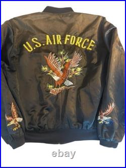 Vintage 80s 70s Air Force Military Windbreaker Jacket Embroidery Eagles Rare