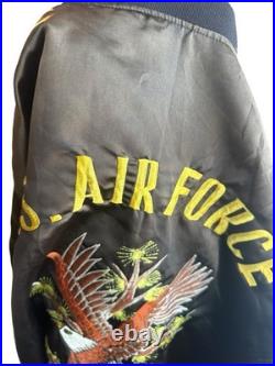 Vintage 80s 70s Air Force Military Windbreaker Jacket Embroidery Eagles Rare