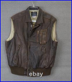 Vintage AVIREX Type B-9 US Army Air-force Bomber Utility Leather Vest Sz XL USA