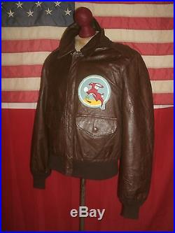 Vintage AVIREX USAF Type A-2 Flight Bomber Pilot Leather Jacket. Size 40
