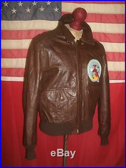 Vintage AVIREX USAF Type A-2 Flight Bomber Pilot Leather Jacket. Size 40