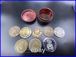 Vintage Air Force Challenge Coins in holder 8 coins 1987