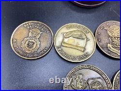 Vintage Air Force Challenge Coins in holder 8 coins 1987