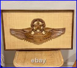 Vintage Air Force Militaria Wooden Carving Wings Boho star farmhouse decor