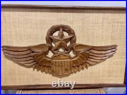 Vintage Air Force Militaria Wooden Carving Wings Boho star farmhouse decor