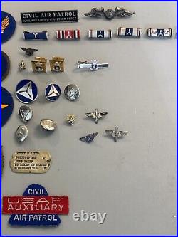 Vintage Assorted CIVIL AIR PATROL Uniform Pins Patches Buttons Dog Tag WWII