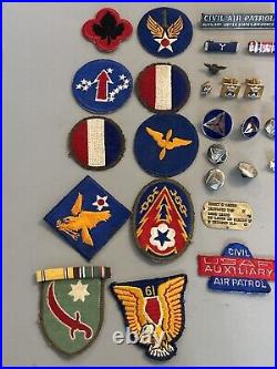 Vintage Assorted CIVIL AIR PATROL Uniform Pins Patches Buttons Dog Tag WWII