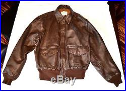 Vintage Avirex A-2 Brown Flight US Air Force Bomber Leather Jacket Sz 40 R USA
