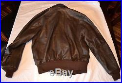 Vintage Avirex A-2 Brown Flight US Air Force Bomber Leather Jacket Sz 40 R USA
