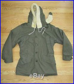Vintage B-11 AIR FORCE PARKA Jacket Coat Military 1940s 1950s Hood Hooded Alpaca