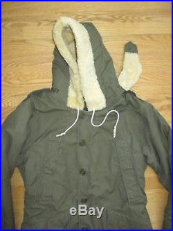 Vintage B-11 AIR FORCE PARKA Jacket Coat Military 1940s 1950s Hood Hooded Alpaca