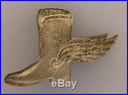 Vintage British RAF Royal Airforce WWII Winged Boot Late Arrivals badge or pin