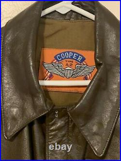 Vintage Cooper Type A-2 Brown Leather Flight Jacket 40 USAF Bomber Jacket