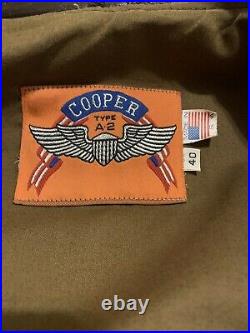 Vintage Cooper Type A-2 Brown Leather Flight Jacket 40 USAF Bomber Jacket