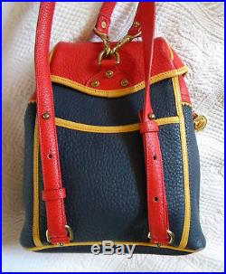 Vintage Dooney and Bourke Teton Backpack Air Force Blue, Red, Palomino Rare