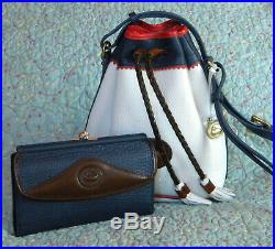 Vintage Dooney and Bourke Teton Drawstring Red, White, Air Force Blue U. S. A