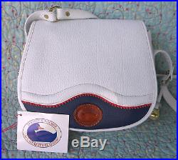 Vintage Dooney and Bourke Teton Saddle Bag Red, White and Air Force Blue USA