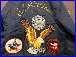 Vintage Golden's U. S. Air Force Custom Made Jacket Patches Embroidery Navy Blue