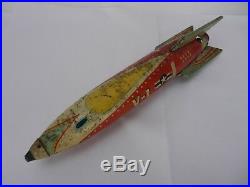 Vintage Masudaya V-1 USAF Rocket Tin Litho Friction Toy