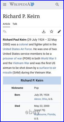 Vintage Military Collectible Estate Lot Of WWII & Vietnam POW Col. Richard Keirn